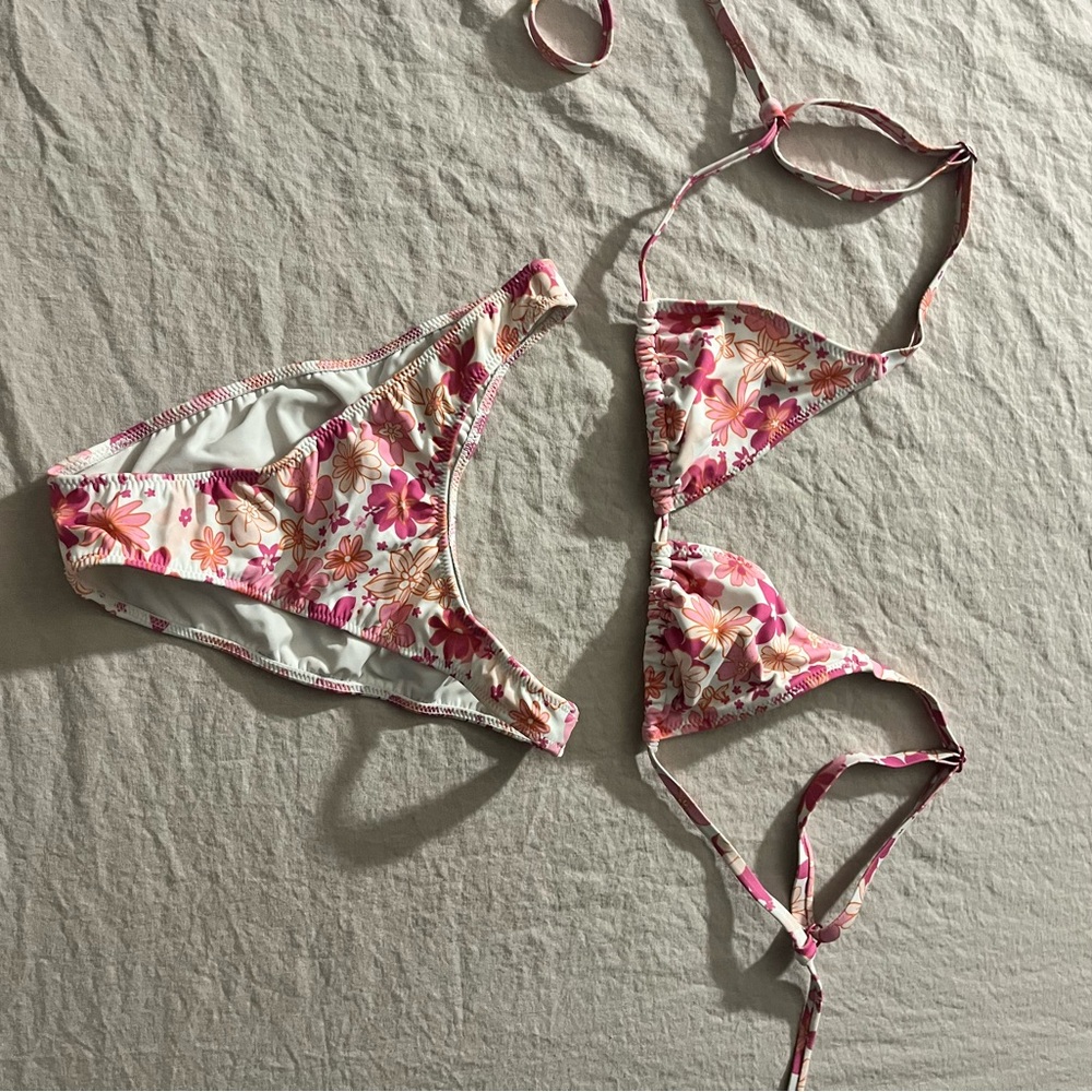 PacSun Swim Floral Bikini in Pink and Orange